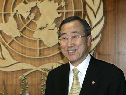 Ba Ki-Moon en la sede de Naciones Unidas.