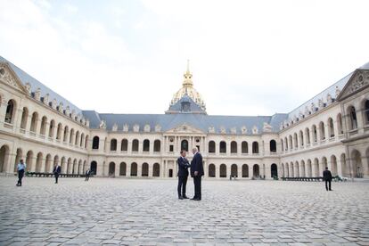 El presidente Donald J. Trump y el presidente francés Emmanuel Macron el 13 de julio de 2017.