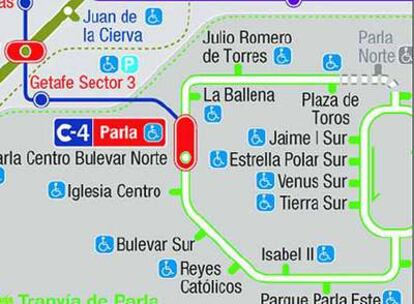 El mapa diseñado por la Asociación Amigos del Metro incluye el tranvía de Parla.