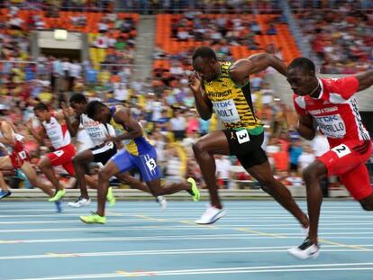 Bolt, durante su serie de 100 metros.