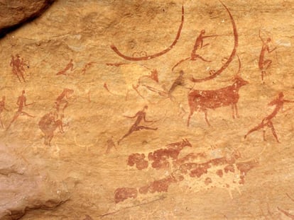 Pinturas rupestres encontradas en el Sáhara.