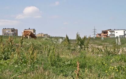 Algunas casas en el paraje donde teóricamente se sitúa Nuevo Hade, el reasentamiento del pueblo desalojado.