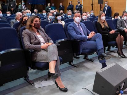 Teresa Ribera y Pedro Sánchez, en el acto de presentación del PERTE de energías renovables.