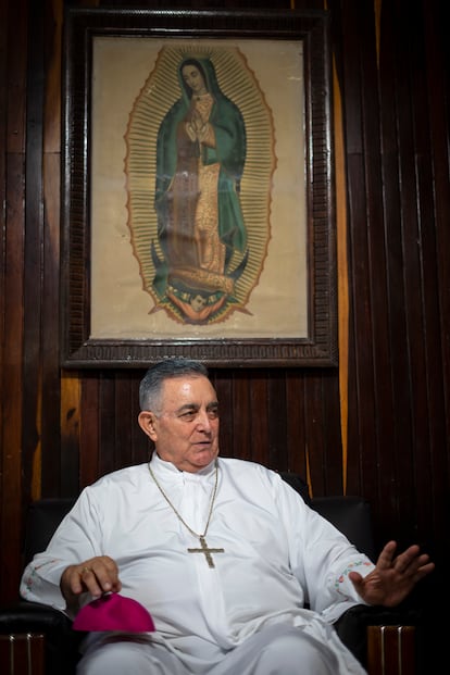 Salvador Rangel during the interview with EL PAÍS at the episcopal residence.