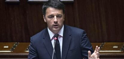 El primer ministro italiano Matteo Renzi durante su intervenci&oacute;n en la C&aacute;mara de Diputados en Roma.