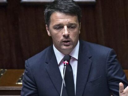 El primer ministro italiano Matteo Renzi durante su intervenci&oacute;n en la C&aacute;mara de Diputados en Roma.