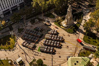 La zona de la plaza de España privatizada, el pasado octubre. 