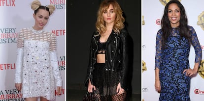 Miley Cyrus, Suki Waterhouse y Rosario Dawson,