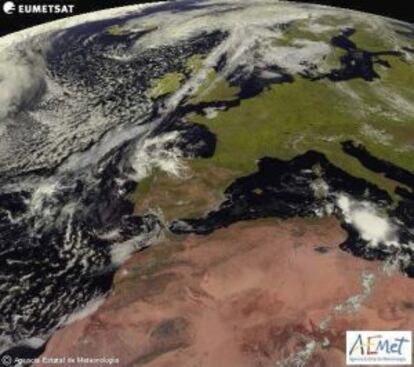 Imagen del satélite Meteosat en la que se observa el frente atlántico.