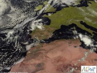 Imagen del satélite Meteosat en la que se observa el frente atlántico.