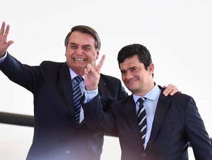 El presidente Bolsonaro con el ministro Moro en Brasilia el 29 de agosto.