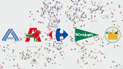 El mapa de los supermercados en Madrid: ¿hay cadenas diferentes en barrios ricos y pobres?