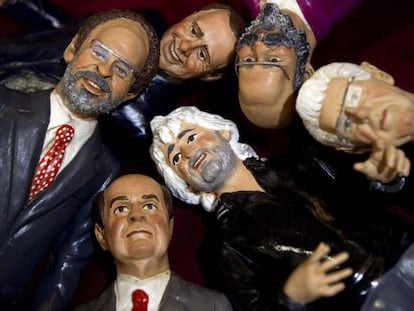 Figuras que representan a los principales candidatos de las elecciones generales italianas.