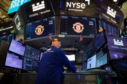 Un 'broker' en la Bolsa de Nueva York.