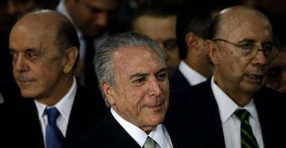 Serra, Temer e Henrique Meirelles. 