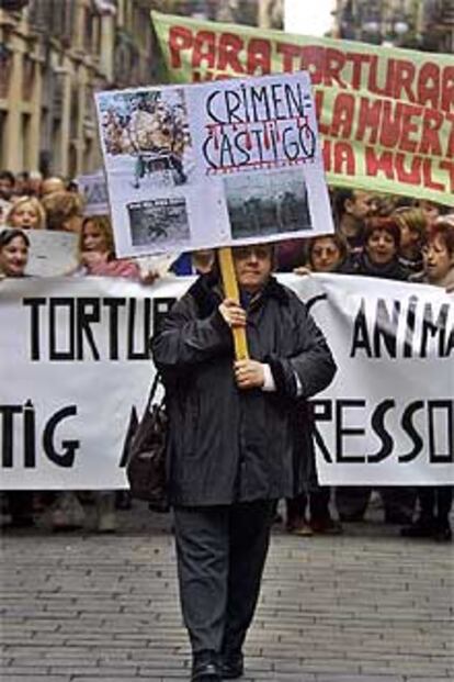 Manifestación en Barcelona en noviembre, días después de la mutilación de 15 perros en Tarragona.
