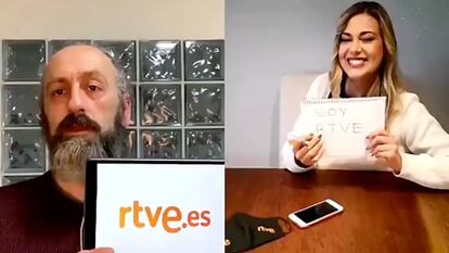 Imagen del vídeo difundido por los interinos de RTVE solicitando una mejora de su situación.