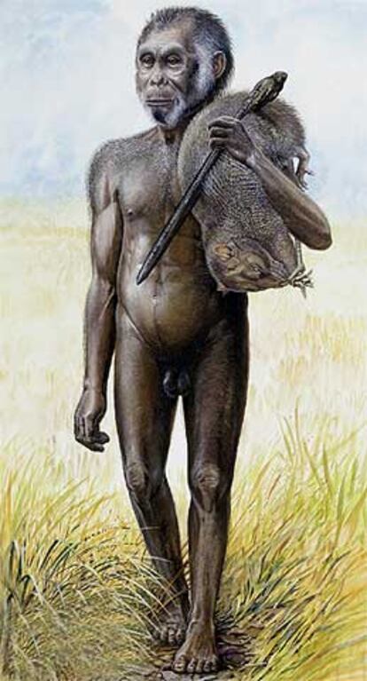 Un dibujo imaginario del &#39;Homo floresiensis&#39;, según la revista National Geographic