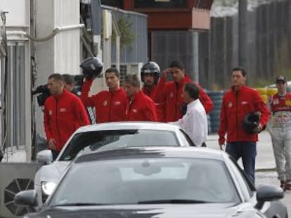 Jugadores del Real Madrid, en el circuito de San Sebastián de los Reyes.
