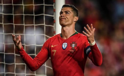 Cristiano Ronaldo, en un partido con la selección portuguesa.