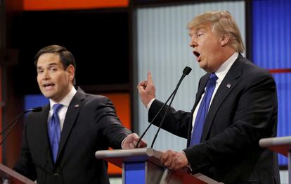 Donald Trump y su candidato rival Marco Rubio