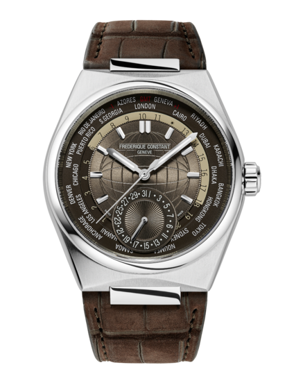 Highlife Worldtimer Manufacture de Frederique Constant en color chocolate.