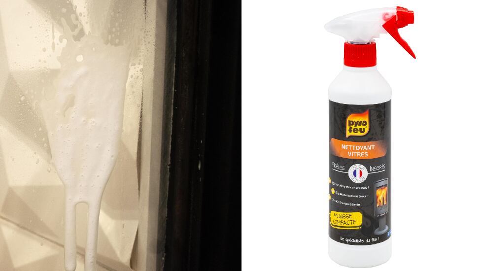 Este limpiacristales para chimenea se vende en formato espray.