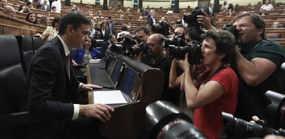 Pedro Sánchez en el Congreso de los Diputados, este miércoles.