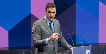 El presidente del Gobierno, Pedro Sánchez, en la inauguración de la segunda edición del foro económico español ‘Wake Up, Spain!.