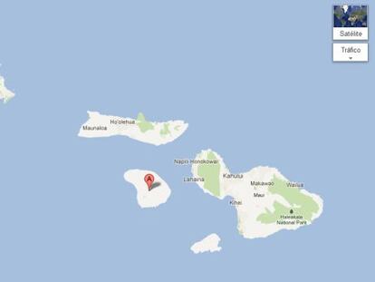 Mapa de la isla de lanai, en Hawai.