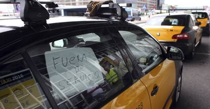 Huelga de taxis en Barcelona, en mayo de este año.