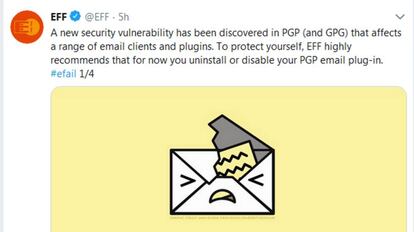 Aviso de Electronic Frontier Foundation (EFF) sobre el fallo en PGP.