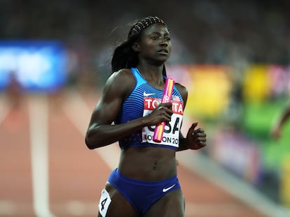 Tori Bowie, durante los Mundiales de atletismo celebrados en Londres, en 2017.