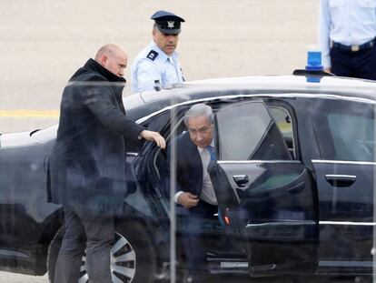 El primer ministro israel&iacute;, Benjam&iacute;n Netanyahu, a su llegada ayer a un acto oficial. 