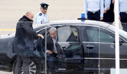 El primer ministro israelí, Benjamín Netanyahu, a su llegada ayer a un acto oficial.