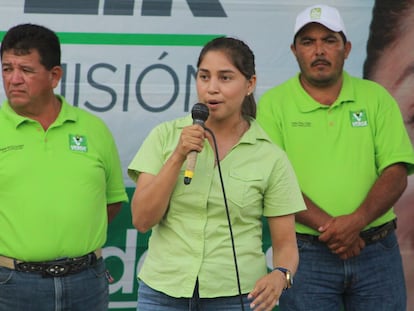 La exalcaldesa de Ostuacán Madahí Cadenas Juárez, durante un acto de campaña, en junio de 2018.
