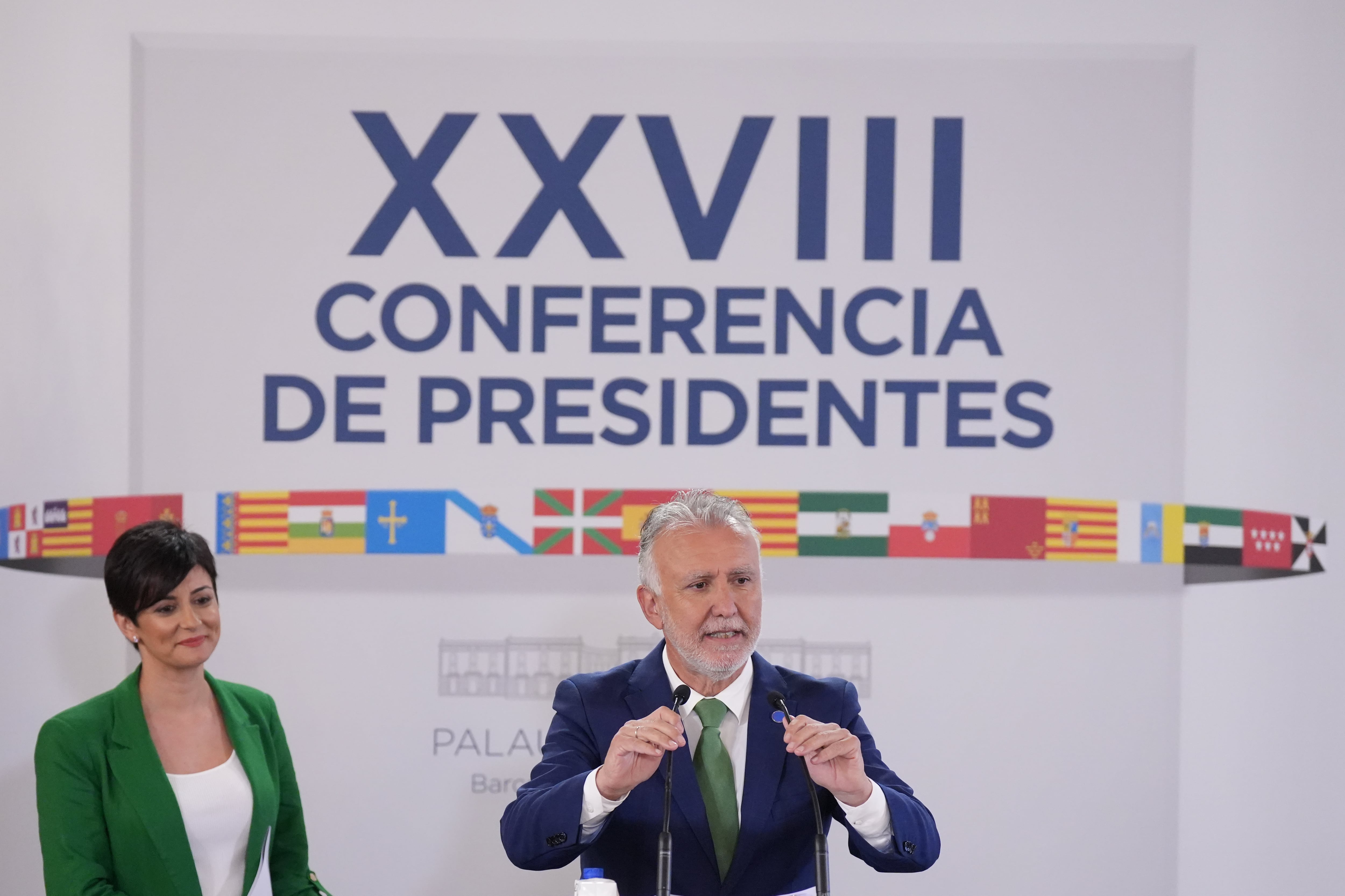 El ministro de Política Territorial y Memoria Democrática, Ángel Víctor Torres, ofrece una rueda de prensa posterior a la reunión de la XXVIII Conferencia de Presidentes, en Palau de Pedralbes de Barcelona, a 6 de junio de 2025, en Barcelona, Catalunya (E