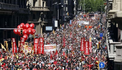 Manifestación en Barcelona del 1 de mayo.