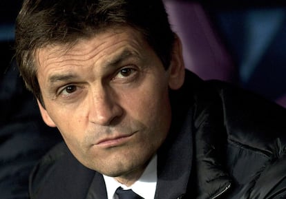 Tito Vilanova, en enero de 2013, durante un partido de Liga contra el Málaga.