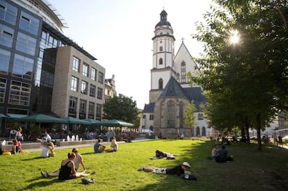 La iglesia de Santo Tom&aacute;s (Thomaskirche), en la que Bach fue director musical.