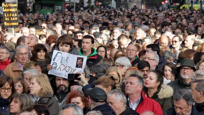 Ambiente durante la manifestación en Bilbao.