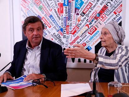 Carlo Calenda, líder de Azione, y Emma Bonino, senadora de +Europa, el lunes en Roma.