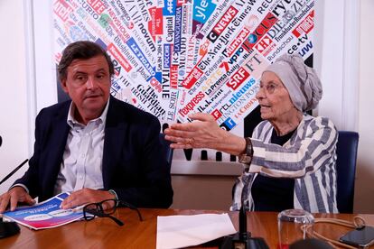 Carlo Calenda, líder de Azione, y Emma Bonino, senadora de +Europa, el lunes en Roma.