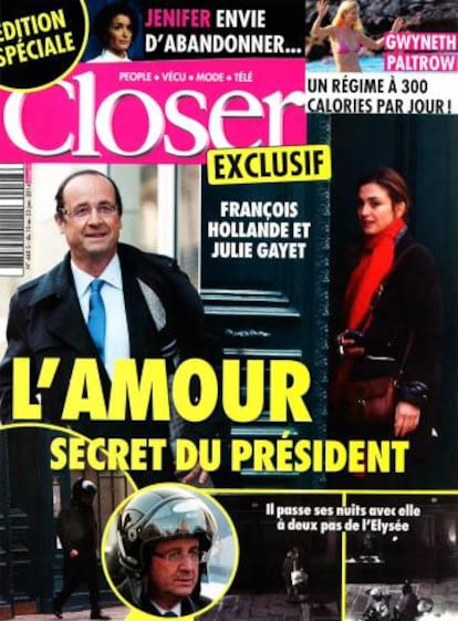 Portada de la revista francesa 'Closer', que en marzo de 2012 reveló el romance entre Hollande y la actriz Julie Gayet.