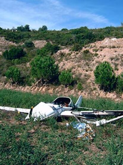 La avioneta accidentada ayer en Tarragona.