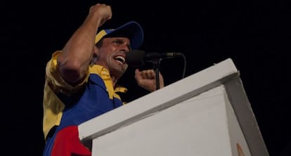 Capriles, en un mitin en Barquisimeto.