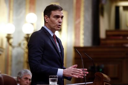 Spanish Prime Minister Pedro Sánchez defends extending the state of alarm in Congress on Thursday.