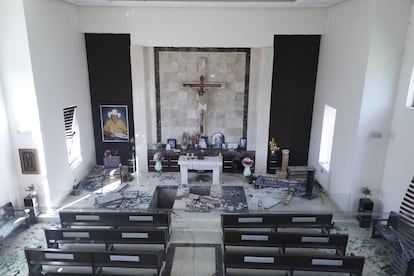 La capilla de la familia Dámaso tras ser profanada, el 29 de julio en Culiacán (Sinaloa).