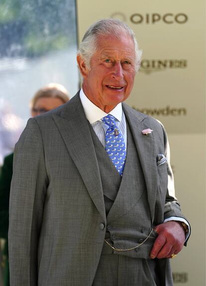 The Prince of Wales before presenting the trophy for the St James's Palace Stakes during day one of Royal Ascot at Ascot Racecourse. Picture date: Tuesday June 14, 2022.