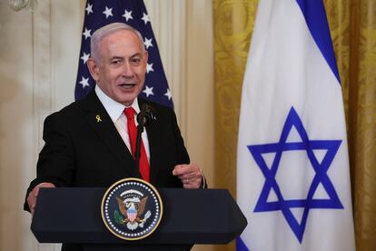 Benjamn Netanyahu, este martes durante la rueda de prensa en la Casa Blanca. 